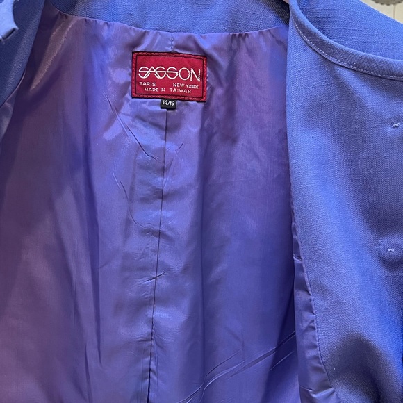 Vintage Sasson Linen Blend Button up Jacket with Slight Puff Sleeves 14/15 - Picture 5 of 5